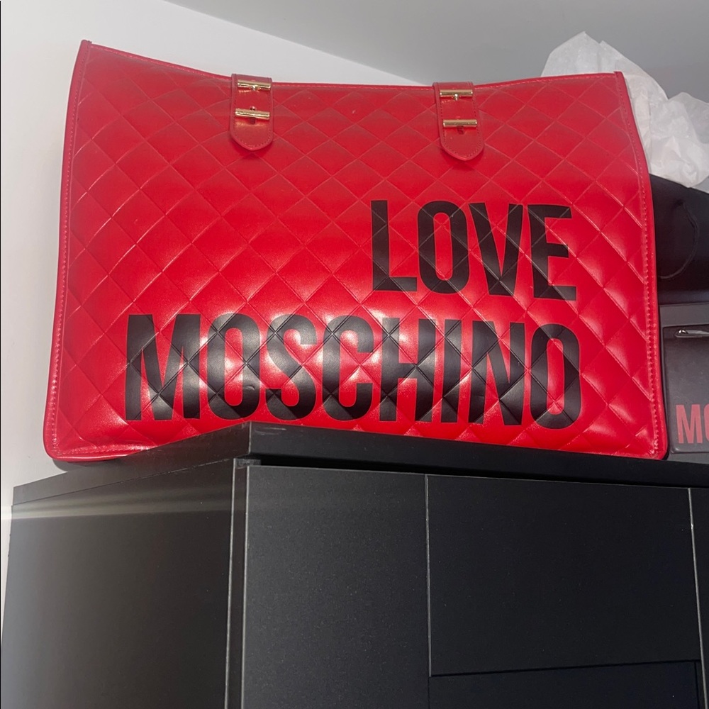 Love Moschino Red and Black Quilted Tote
